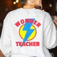 Wonder Teacher Costume Shirt Teacher Halloween Costume Tee Women's Sweatshirt Back Print White Wonder Teacher Costume Shirt Teacher Halloween Costume Tee Women's Sweatshirt Back Print White