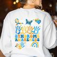 World Down Syndrome Day Awareness T21 Teacher Women Men Kids Women's Sweatshirt Back Print White