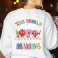 The World Needs All Kinds Of Minds Special Education Teacher Women's Sweatshirt Back Print White