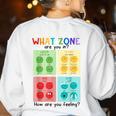 What Zone Are You In How Are You Feeling Teacher Women's Sweatshirt Back Print White What Zone Are You In How Are You Feeling Teacher Women's Sweatshirt Back Print White
