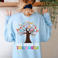 100 Days In The Books Reading Teacher 100th Day Of School Women's Sweatshirt Back Print Light Blue