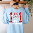 100 Days Smarter 101st Day School Dalmatian Dog Teacher Kids Women's Sweatshirt Back Print Light Blue