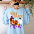 1st Grade Boo Crew Teacher Student Halloween Costume Women's Sweatshirt Back Print Light Blue