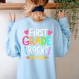 1st Grade Teacher Women's Sweatshirt Back Print Light Blue