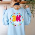 3K Team & Teacher Squad Threes Crew PreK Elementary Team Women's Sweatshirt Back Print Light Blue