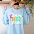 3rd Grade Team Pencil Teacher Student Back To School Girls Women's Sweatshirt Back Print Light Blue