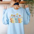 4th Fourth Grade Teacher Appreciation Teaching Wildflowers Women's Sweatshirt Back Print Light Blue