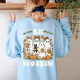 5K Boo Crew Halloween Teacher K5 Floral Ghost Trick Or Teach Women's Sweatshirt Back Print Light Blue 5K Boo Crew Halloween Teacher K5 Floral Ghost Trick Or Teach Women's Sweatshirt Back Print Light Blue