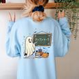 67 Teacher Halloween Ghost Six Seven Meme Math Joke Women's Sweatshirt Back Print Light Blue