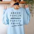 ABC Elemeno Shirt Alphabet Kindergarten Preschool Teacher Women's Sweatshirt Back Print Light Blue ABC Elemeno Shirt Alphabet Kindergarten Preschool Teacher Women's Sweatshirt Back Print Light Blue