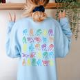 ABC Sign Language Chart Teacher Hand Letter Alphabet ASL Women's Sweatshirt Back Print Light Blue ABC Sign Language Chart Teacher Hand Letter Alphabet ASL Women's Sweatshirt Back Print Light Blue