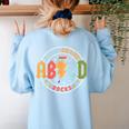 ABCD 3rd Grade Rocks Pencil Lightning Teachers Rock Boys Women's Sweatshirt Back Print Light Blue ABCD 3rd Grade Rocks Pencil Lightning Teachers Rock Boys Women's Sweatshirt Back Print Light Blue