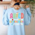 ABCD Kindergarten Rocks Pencil Lightning Teachers Rock Boys Women's Sweatshirt Back Print Light Blue