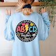 ABCD The Teacher Tour Back To School First Day Of School Women's Sweatshirt Back Print Light Blue