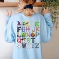 ABCs Alphabet Halloween Learning Kindergarten Teachers Women's Sweatshirt Back Print Light Blue ABCs Alphabet Halloween Learning Kindergarten Teachers Women's Sweatshirt Back Print Light Blue