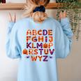 ABCs Learning Kindergarten Teacher Halloween Alphabet Women's Sweatshirt Back Print Light Blue ABCs Learning Kindergarten Teacher Halloween Alphabet Women's Sweatshirt Back Print Light Blue
