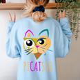 Abstract Cat Art Picatsso Shirt For Art Teachers Women's Sweatshirt Back Print Light Blue Abstract Cat Art Picatsso Shirt For Art Teachers Women's Sweatshirt Back Print Light Blue
