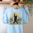 Adventure Awaits Bigfoot Teacher Kindergarten Back To School Women's Sweatshirt Back Print Light Blue