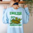 AG Teacher English Is Important But Agriculture Teacher Women's Sweatshirt Back Print Light Blue