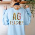 AG Teacher Farmer Life Agriculture Teacher Women's Sweatshirt Back Print Light Blue