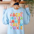 Alphabet A-Z ABC Kids Back To School Pre K Teachers Women's Sweatshirt Back Print Light Blue Alphabet A-Z ABC Kids Back To School Pre K Teachers Women's Sweatshirt Back Print Light Blue