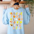 Alphabet Turkey Thanksgiving Costume Preschool Teacher Men Women Women's Sweatshirt Back Print Light Blue