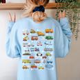 Alphabet Vehicles ABCs Learning Teachers Kids Boys Girls Women's Sweatshirt Back Print Light Blue