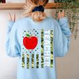 American Flag Camouflage Teacher Patriotic 4th Of July Women's Sweatshirt Back Print Light Blue
