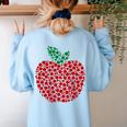 Apple Dot Pattern Art Teacher Appreciation Men Women Humor Women's Sweatshirt Back Print Light Blue Apple Dot Pattern Art Teacher Appreciation Men Women Humor Women's Sweatshirt Back Print Light Blue