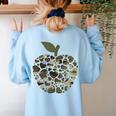 Apple Hearts Teacher Camouflage Clothing School Camo Apple For Men Women Girls Kids Women's Sweatshirt Back Print Light Blue