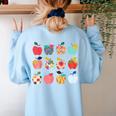 Art Apples Back To School For Teacher Student Women's Sweatshirt Back Print Light Blue Art Apples Back To School For Teacher Student Women's Sweatshirt Back Print Light Blue