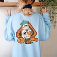 Art Teacher Painting Brushes Retro Pumpkin Ghost Artist Women's Sweatshirt Back Print Light Blue Art Teacher Painting Brushes Retro Pumpkin Ghost Artist Women's Sweatshirt Back Print Light Blue