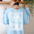 Artist Tarot Card Skeleton Painter Art Teacher Witchy Women's Sweatshirt Back Print Light Blue