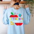 Attendance Matters Teacher Apple For Back To School Women's Sweatshirt Back Print Light Blue Attendance Matters Teacher Apple For Back To School Women's Sweatshirt Back Print Light Blue