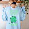 Autism Awareness Neurodiversity Teacher Frog I May Have A Touch Of The Tism Neurodivergent Small Women's Sweatshirt Back Print Light Blue