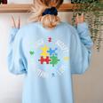 Autism Awareness Teacher Shirt Teach Accept Understand Love Women's Sweatshirt Back Print Light Blue