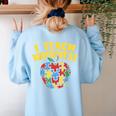 Autism Teacher Shirt I Teach Kindness Apple Puzzle Awareness Women's Sweatshirt Back Print Light Blue