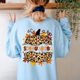 Autumn Fall SPED ED Teacher Thankful Grateful Pumpkin Retro Women's Sweatshirt Back Print Light Blue