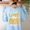 AVID Team Appreciation Essentials AVID Program Teacher Women's Sweatshirt Back Print Light Blue