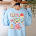Back To School Coquette Teacher Women Girl Kindergarten PreK Women's Sweatshirt Back Print Light Blue Back To School Coquette Teacher Women Girl Kindergarten PreK Women's Sweatshirt Back Print Light Blue