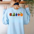 Back To School Cute Hungry Lover Fruits Teacher Women's Sweatshirt Back Print Light Blue