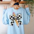 Back To School Hello Fifth Grade Teacher Coquette Pencil Bow Women's Sweatshirt Back Print Light Blue