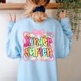 Back To School Kindergarten Preppy Teacher Girl Women's Sweatshirt Back Print Light Blue