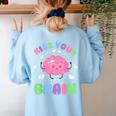 Back To School Kiss Your Brain Cute Teacher Appreciation Women's Sweatshirt Back Print Light Blue Back To School Kiss Your Brain Cute Teacher Appreciation Women's Sweatshirt Back Print Light Blue