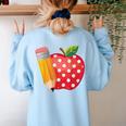 Back To School Pencil And Apple Teacher Student Women's Sweatshirt Back Print Light Blue Back To School Pencil And Apple Teacher Student Women's Sweatshirt Back Print Light Blue