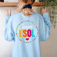 Back To School Teachers Crew Students Team ESOL Teacher Women's Sweatshirt Back Print Light Blue