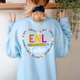Back To School Tee ENL Teacher English New Language Squad Women's Sweatshirt Back Print Light Blue Back To School Tee ENL Teacher English New Language Squad Women's Sweatshirt Back Print Light Blue