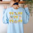 Back To School Yellow Bows Book Coffee Leopard Apple Teacher Women's Sweatshirt Back Print Light Blue Back To School Yellow Bows Book Coffee Leopard Apple Teacher Women's Sweatshirt Back Print Light Blue