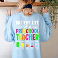 Battery Life Of a Preschool School Teacher School Week Women's Sweatshirt Back Print Light Blue Battery Life Of a Preschool School Teacher School Week Women's Sweatshirt Back Print Light Blue