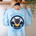 Batty About Books Lover Teacher Librarian Bookish Halloween For Men Women Kids Women's Sweatshirt Back Print Light Blue